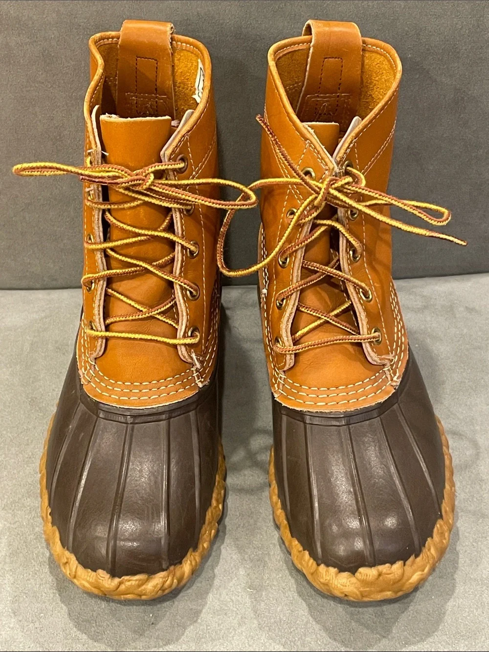 Vintage LL Bean Duck Boots Sz 8 Dark Brown Leather Waterproof Made in USA 1980’s